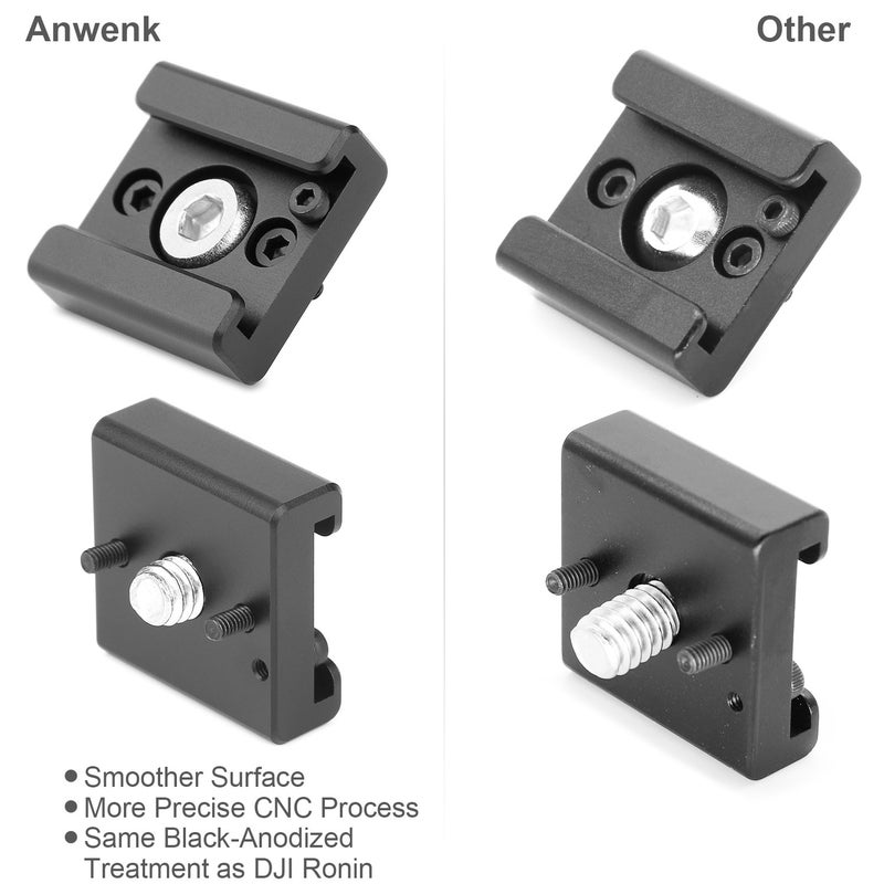 Anwenk 2 Pack Cold Shoe Mount Adapter Cold Shoe Bracket Standard Shoe Type with 1/4" Thread Hole for Camera DSLR Flash Led Light Monitor Video and More - Image 2